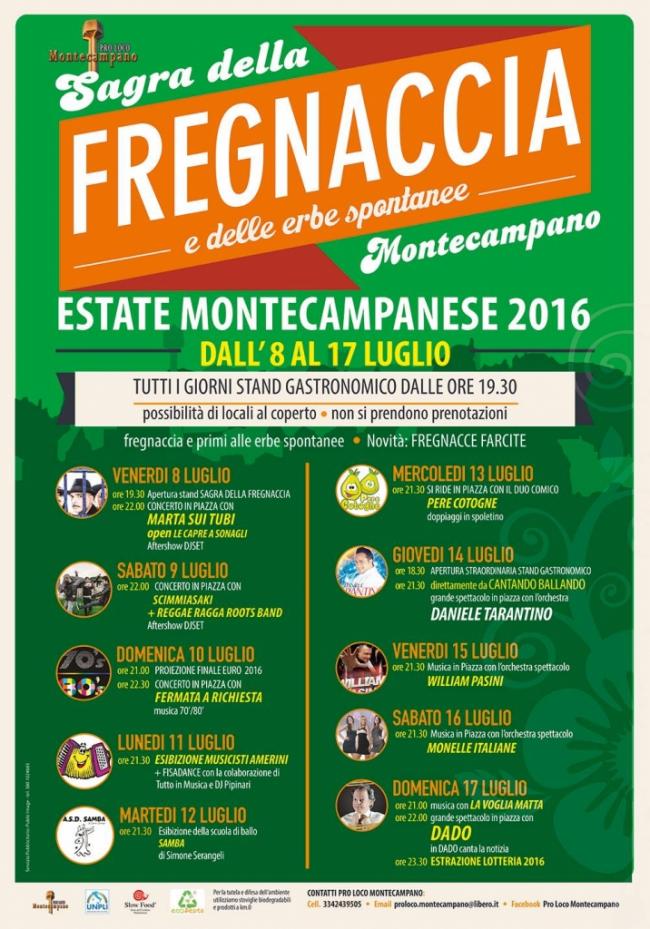 Programma sagra della fregnaccia 2016 - Montecampano - Amelia Umbria
